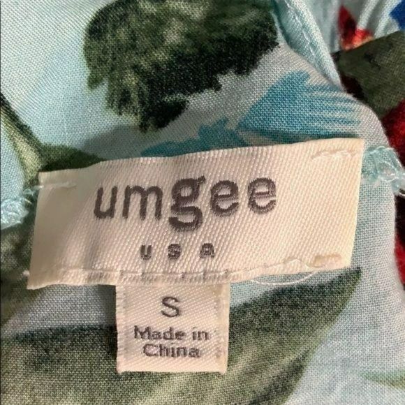 Umgee Woman's Teal Tropical Floral Printed Crossover Romper Short Size Small - Picture 2 of 8